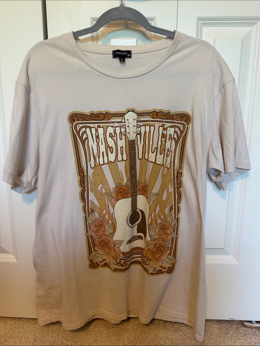 Dry Goods Beige Nashville Guitar Graphic Short Sleeve Tee